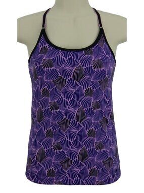 Champion Womens Racerback Top XS Purple & Black Patterned